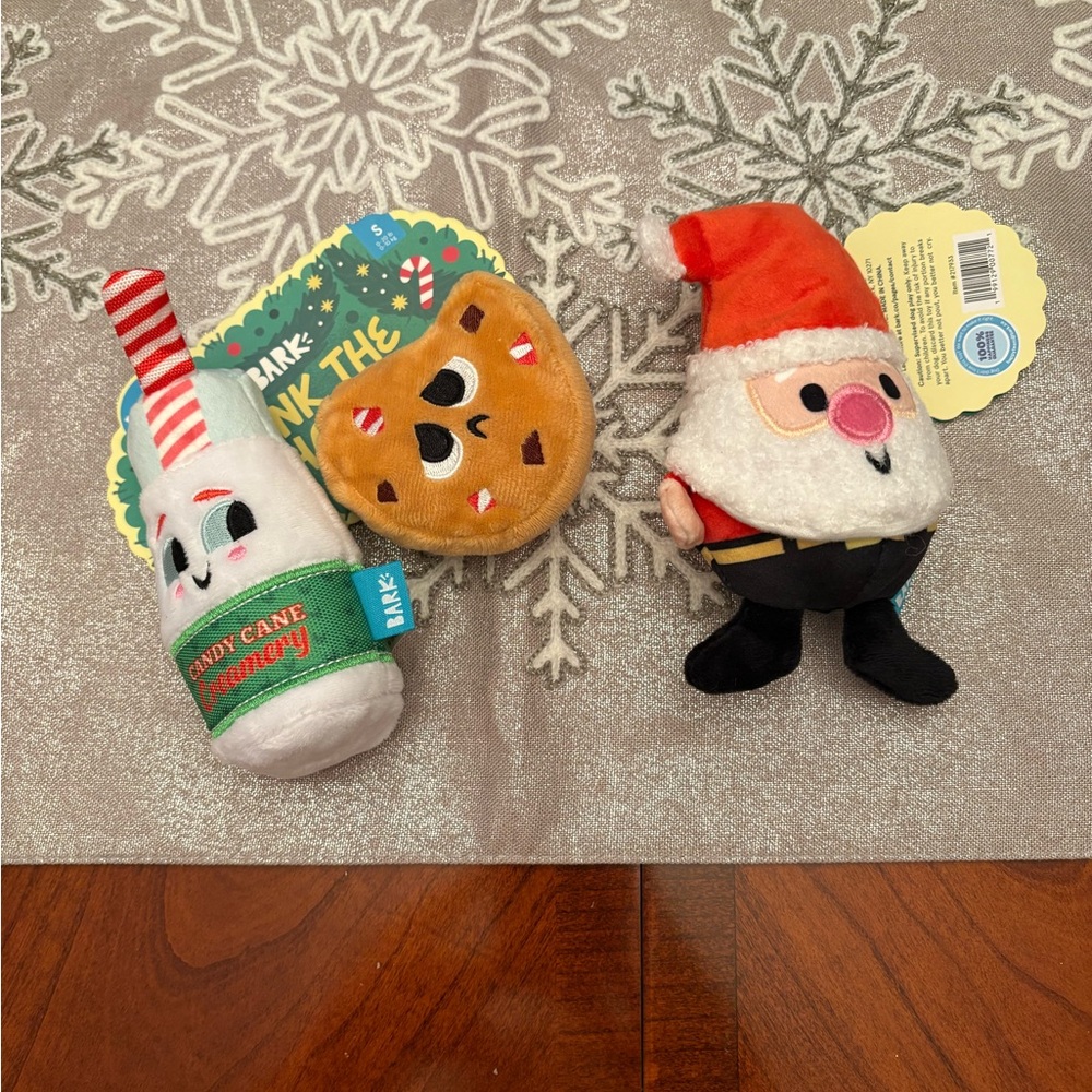 Bark Holiday Plush Set - Red, White, Green, Brown, Black